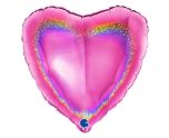 18" Grabo Glitter Holographic Fuxia Heart
