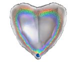18" Grabo Glitter Holographic Silver Heart