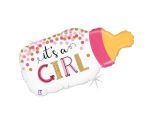 29" Betallic Confetti Baby Bottle Girl Foil Balloon