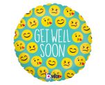 18" Betallic Emoji Get Well Foil Balloon
