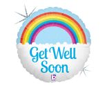 18" Betallic Get Well Soon Rainbow Foil Balloon