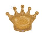 30" Betallic Glitter Holographic Crown Gold Foil Balloon