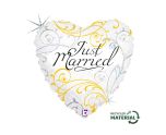 18" Betallic Just Married Filigree Holographic Foil Balloon
