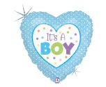 18" Betallic Baby Boy Dots Foil Balloon