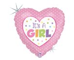 18" Betallic Baby Girl Dots Foil Balloon