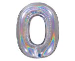 40" Grabo Glitter Holographic Silver Number 0