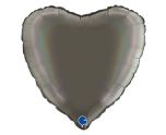 18" Grabo Rainbow Holographic Platinum Grey Heart