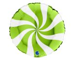 18" Grabo Swirly White-Lime Green Round Foil Balloon