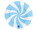 18" Grabo Swirly White-Matte Blue Round Foil Balloon