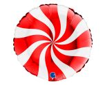 18" Grabo Round Swirly White-Red Foil Balloon