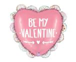 29" Betallic Valentine Doodle Ruffled Heart Foil Balloon