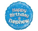 18" Oaktree Happy Birthday Nephew Blue Round