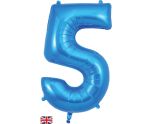 34" Blue Number 5 Oaktree Foil Balloon