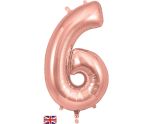 34" Rose Gold Number 6 Oaktree Foil Balloon