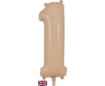 34" Matte Nude Number 1 Oaktree Foil Balloon