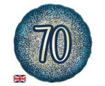 18" Oaktree Navy Gold Metallic Glitter 70th Birthday