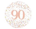 18" Oaktree Sparkling Fizz 90th Birthday White/Rose Gold Round