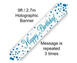 9ft Oaktree 'Sparkling Fizz Birthday' Blue Holographic