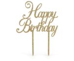 Acrylic Sparkling Fizz Gold Happy Birthday Cake Topper