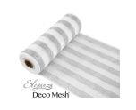 Eleganza Deco Mesh Metallic Silver/White - 25cm x 9.1m