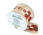 Wired Edge Christmas Nutcracker Natural/Red 63mm x 9.1m