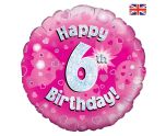 18" Oaktree 6th Birthday Pink Round