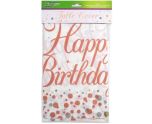 Happy Birthday Sparkling And Fizz Rose Gold Table Cover 102" x 54"