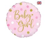 18" Oaktree Sparkling Baby Girl Dots Round