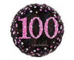 18" Pink Sparkling Celebratoin 100th Prismatic Foil Balloon