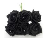 Princess Colourfast Foam Rose with Diamante Bunch of 6 Black