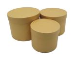 Set of 3 Round Flower Boxes Gold