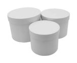 Set of 3 Round Flower Boxes Pearl White