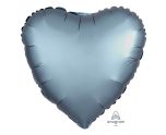 17" Steel Blue Heart Satin Luxe Foil Balloon Anagram - Unpackaged